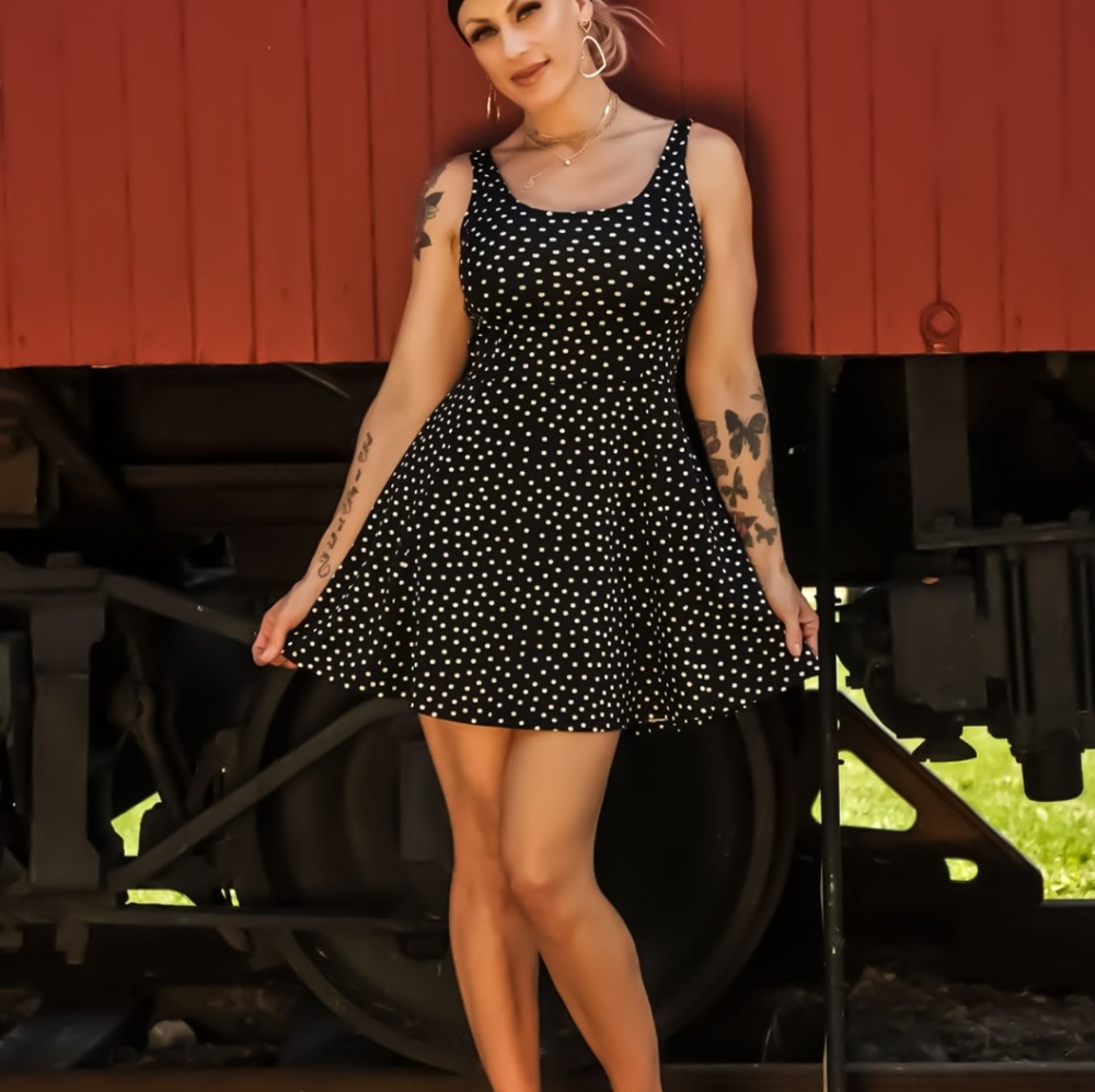 Polka dot, pin-up style dress